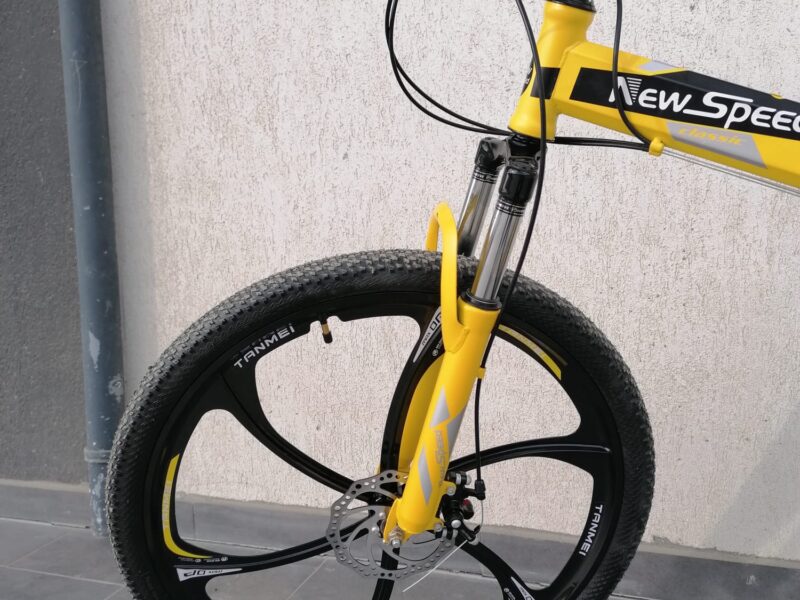 Bicicleta noua MTB sigilata, roti 26” aliaj 6 spite, Shimano, pliabila, frane disc, amortizoare arc